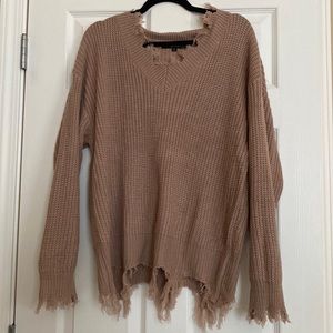 NWOT Distressed Pink Sweater